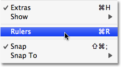 Turning on the rulers in Photoshop. Image © 2008 Photoshop Essentials.com.