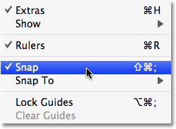 The Snap option is currently enabled in Photoshop. Image © 2008 Photoshop Essentials.com.