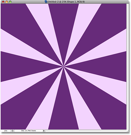 The starburst shape is now aligned with the center of the document. Image © 2008 Photoshop Essentials.com.