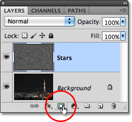 The Layer Mask icon in the Layers panel in Photoshop.