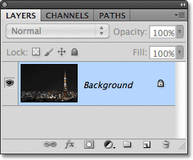 The Background layer in the Layers panel in Photoshop.