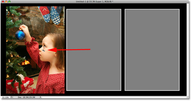 Dragging the first photo over the placeholder shape.