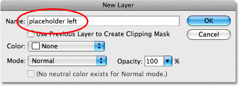 The New Layer dialog box in Photoshop.