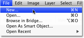 Creating a new document in Photoshop.