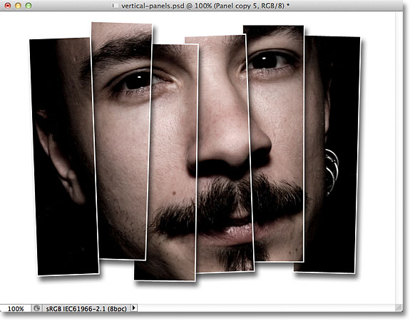 Photoshop vertical photo panels effect.