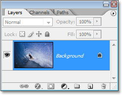 Photoshop's Layers palette showing the original image on the Background layer.