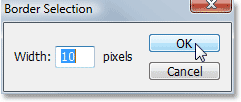 Photoshop's 'Border Selection' dialog box.