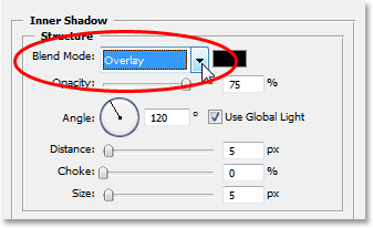 Changing the blend mode of the Inner Shadow to 'Overlay'.