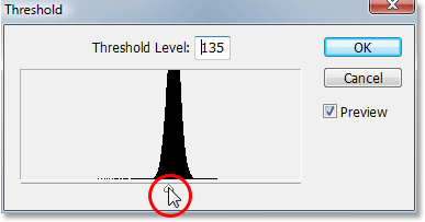 Photoshop's Threshold adjustment dialog box.