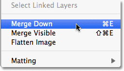 انتقل إلى Layer> Merge Down.