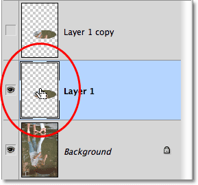 The layer preview thumbnail in the Layers panel in Photoshop.