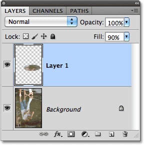 The two layers have been merged onto a single layer.