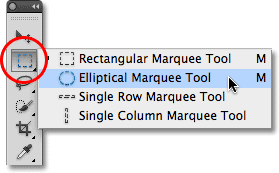 أداة Photoshop Elliptical Marquee.