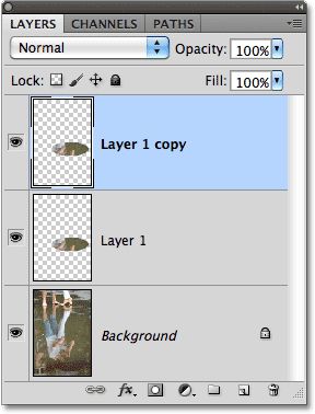 لوحة Layers في Photoshop CS5.