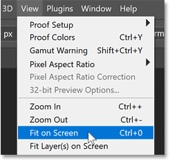 How to zoom in on the new Photoshop document