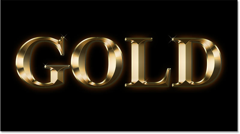 A gold text effect created in Photoshop