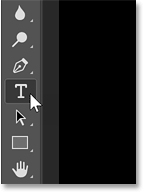 Selecting the Type Tool from the Photoshop toolbar