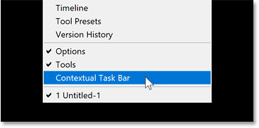 How to restore the Contextual Task Bar in Photoshop