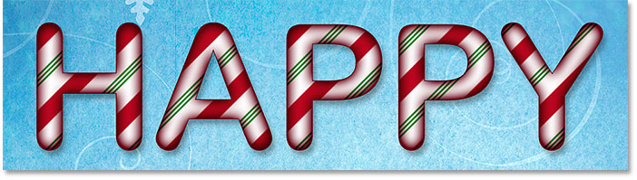 The candy cane letters now look rounded after applying the Inner Glow