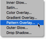 Adding a Pattern Overlay layer style to the Type layer