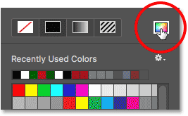 النقر فوق أيقونة Color Picker في خيارات Fill Type لأداة Rectangle Tool