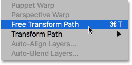 Choosing Free Transform Path from under the Edit menu.