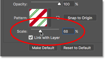 Lowering the Scale value to shrink the candy cane pattern