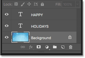 The Layers panel showing the words on separate Type layers