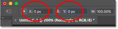 Changing the X and Y coordinates for the second shape