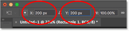 Changing the X and Y coordinates for the third shape