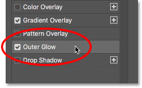 Adding an Outer Glow layer effect in Photoshop's Layer Style dialog box