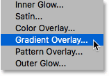 Adding a Gradient Overlay layer effect to the text