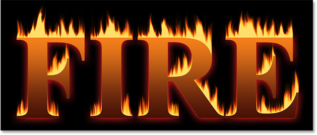 The fire text effect with the Outer Glow layer effect applied