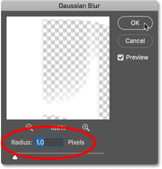 Blurring the Wind filter effect using the Gaussian Blur filter in Photoshop