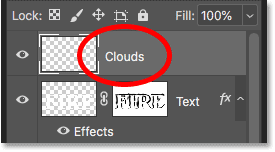 The new Texture layer above the text in Photoshop