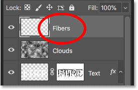 The new Fibers layer will be used to add texture to the flames