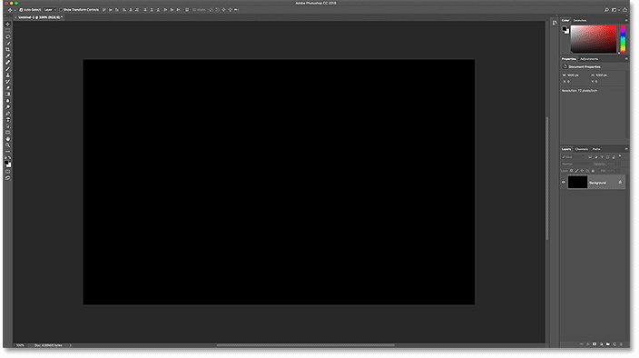 The Photoshop document after filling it with black