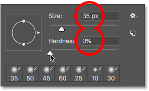 Setting the brush options