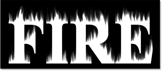 Flames drawn around the text with Photoshop's Liquify filter