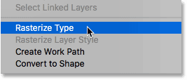 Rasterizing the type in Photoshop