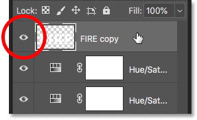 Selecting and turning on the text layer