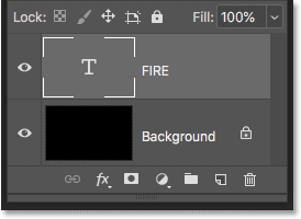 The Type layer in the Layers panel in Photoshop