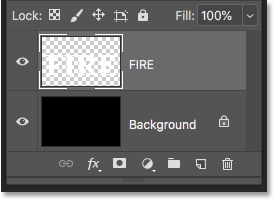 The Type layer has been rasterized into pixels in Photoshop