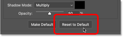 Resetting the Bevel and Emboss options to the defaults in Photoshop