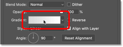 Clicking the gradient color swatch to edit the gradient