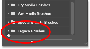 Opening the Legacy Brushes folder in Photoshop CC