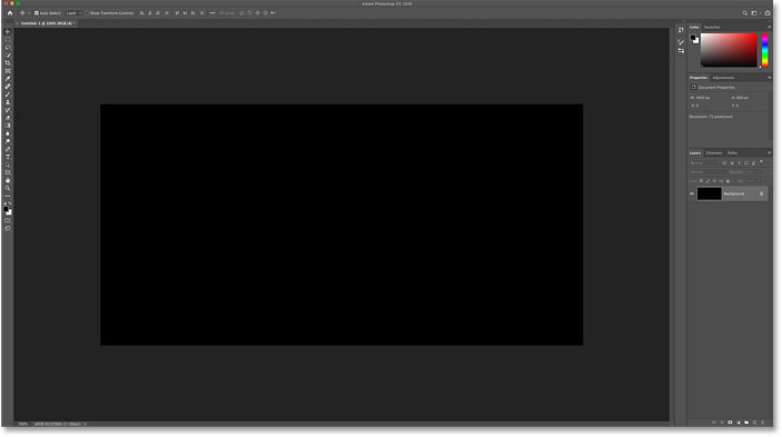 The Photoshop document after filling the background with black
