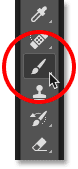 Selecting the Brush Tool in Photoshop. 
