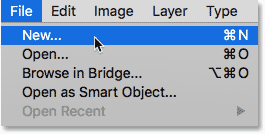 Creating a new document in Photoshop