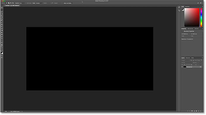 The Photoshop document after filling it with black.